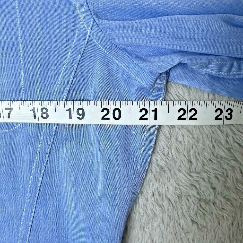 John Varvatos Womens Medium Blue Cotton‎ Minimalist Chic Shirt Roll Tab Sleeves - Picture 7 of 13